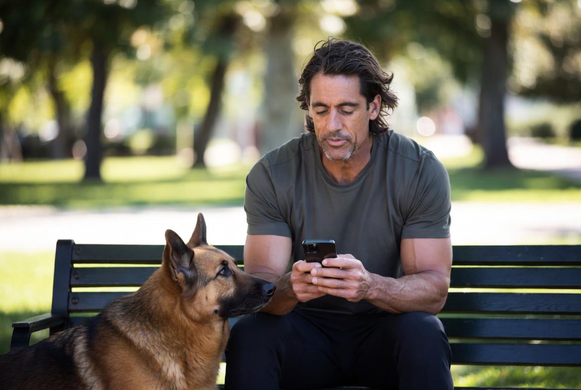 Happy dog with a veterinarian during a home visit